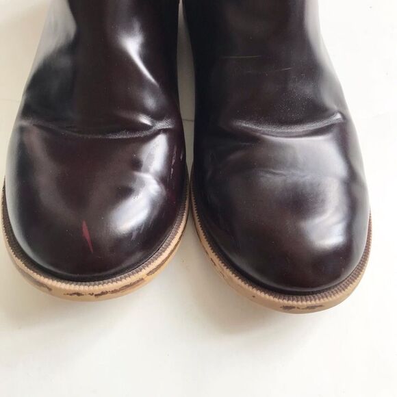 Zara wine faux leather chelsea boots VGUC - small scuff size 35 (3 youth) - Picture 5 of 8